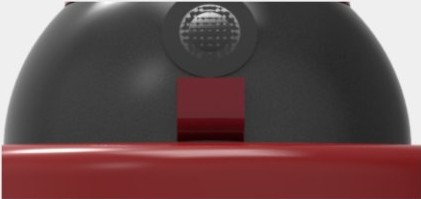 Front profile showing the camera window and red tab