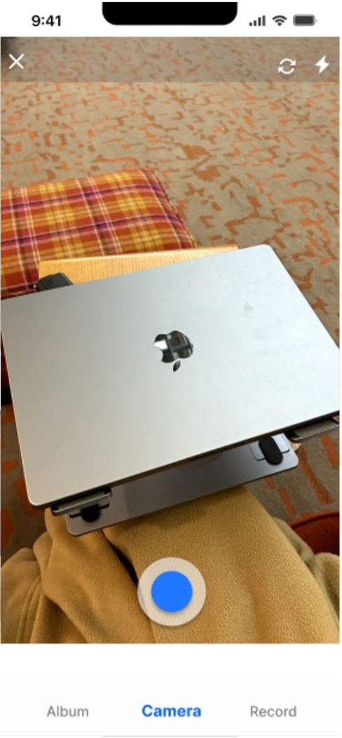 Camera capture for AI listing, photographing a laptop
