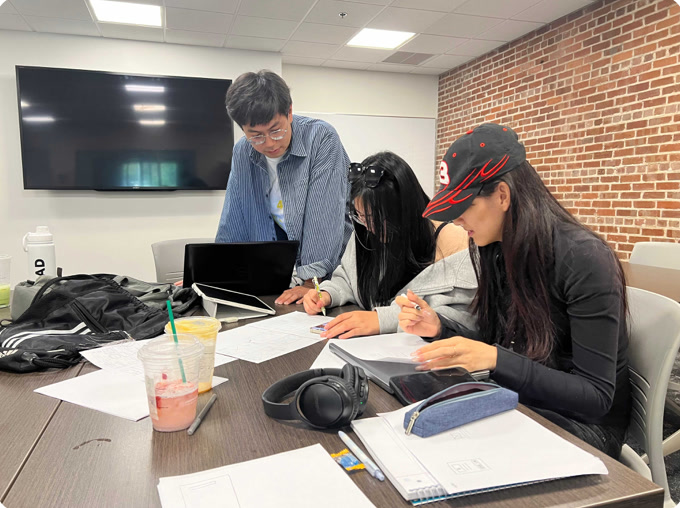 Team working through sketches together