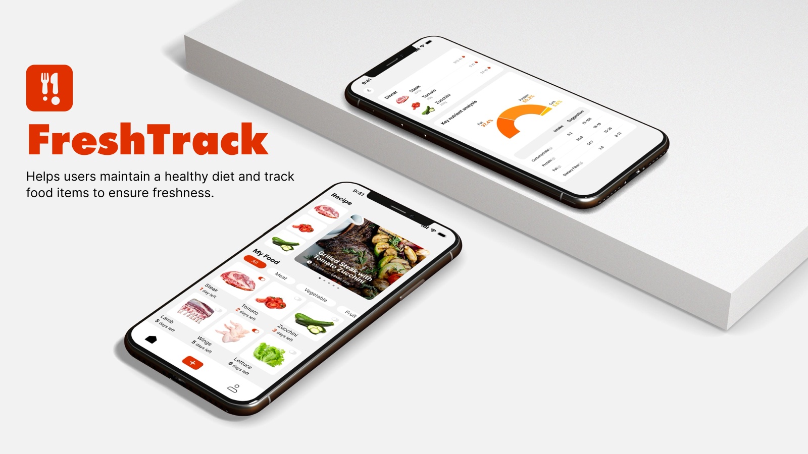 FreshTrack cover with two app screens