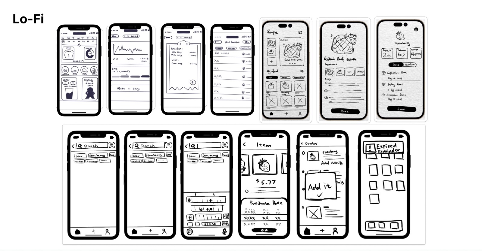 Low-fidelity wireframes