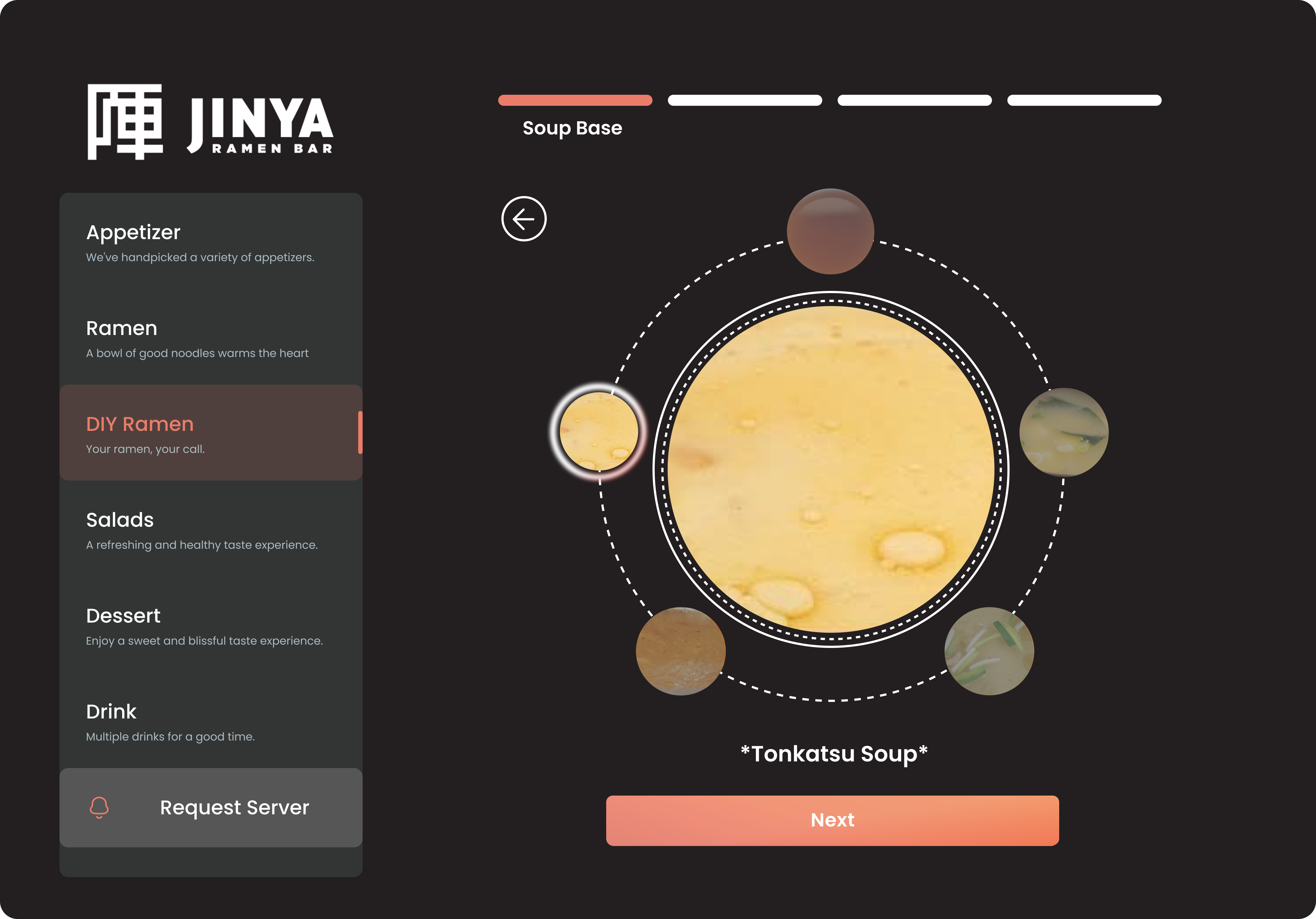 Soup base step with Tonkatsu soup selected