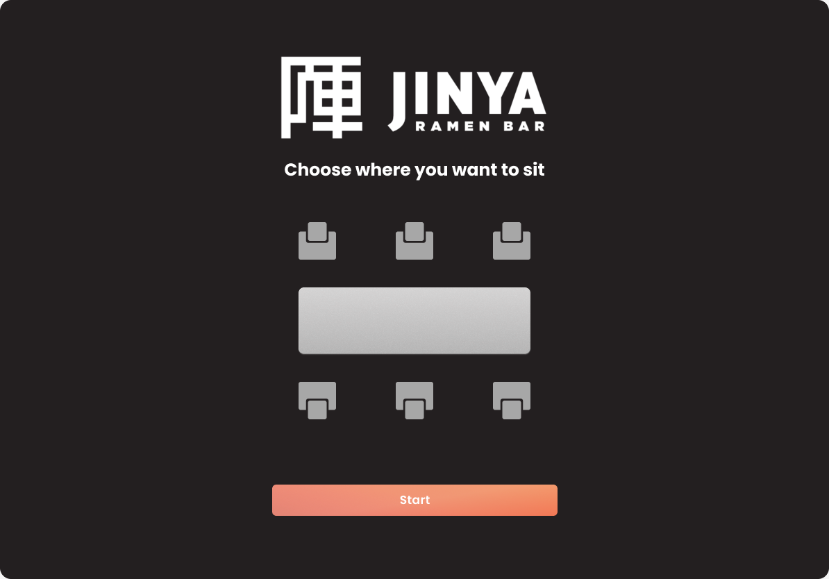 Seat selection screen for choosing where to sit