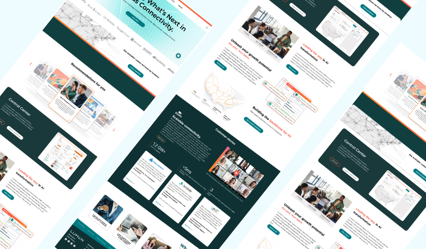 Lumen redesigned homepage and Control Center mockups
