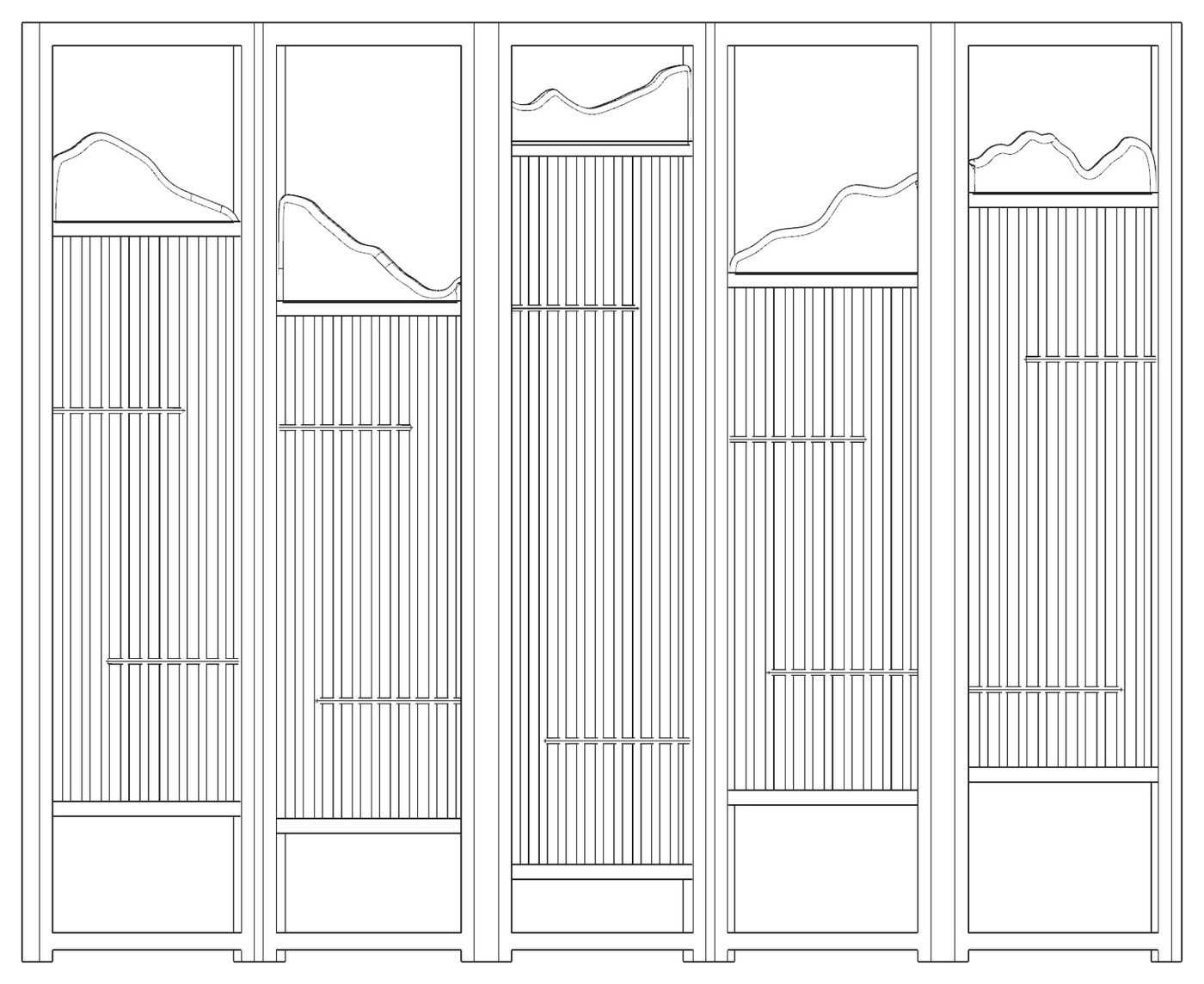Line drawing of the folding screen