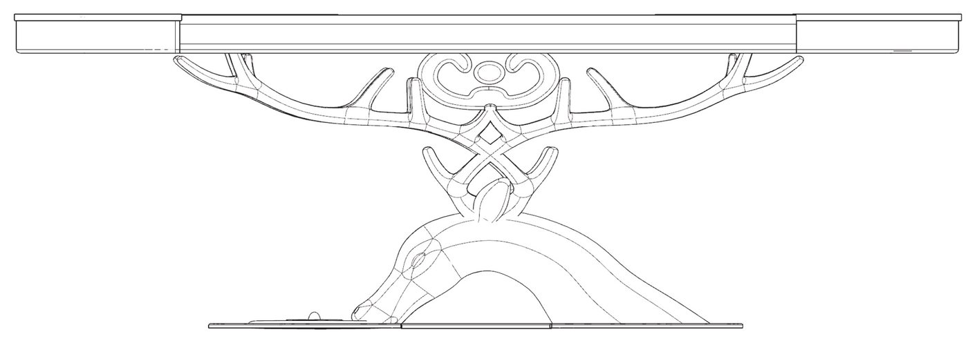 Line drawing of the tea table