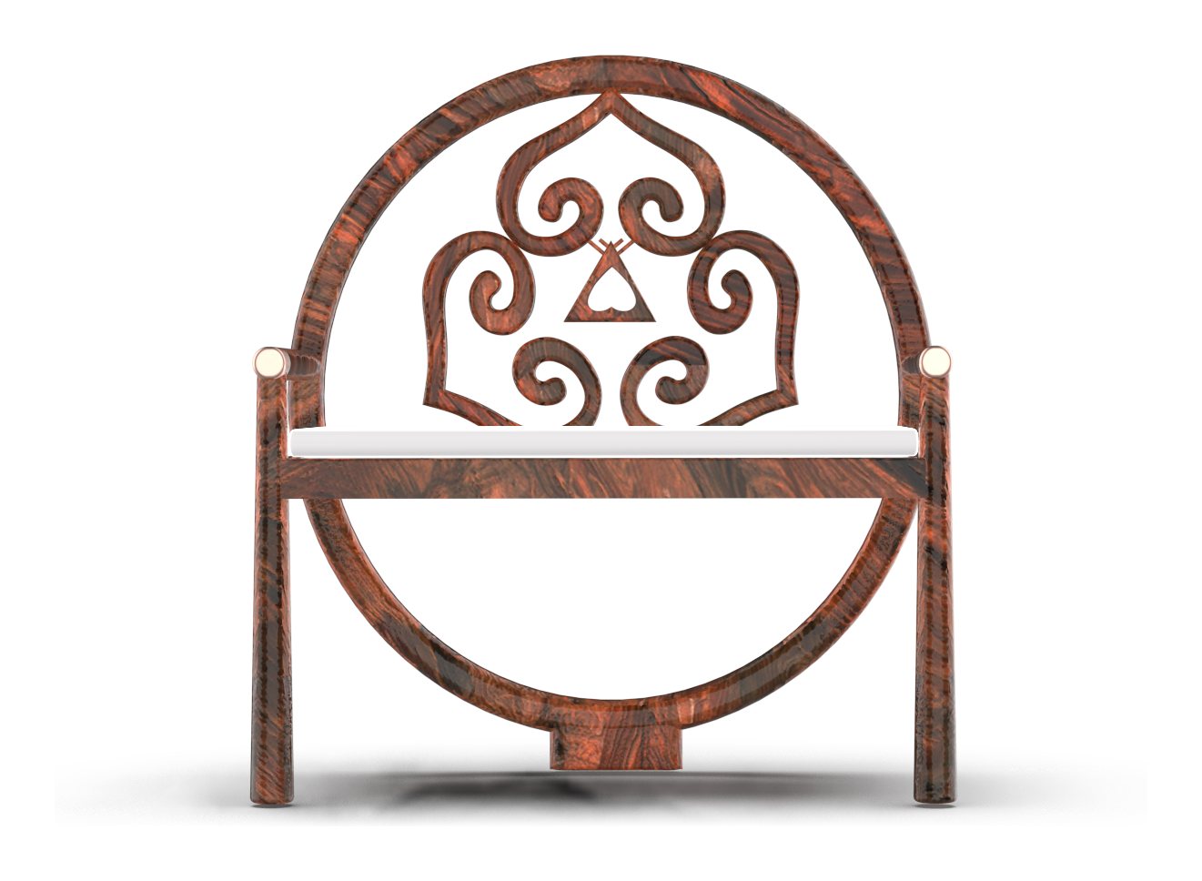 Main chair with a round back carved with a totem scroll