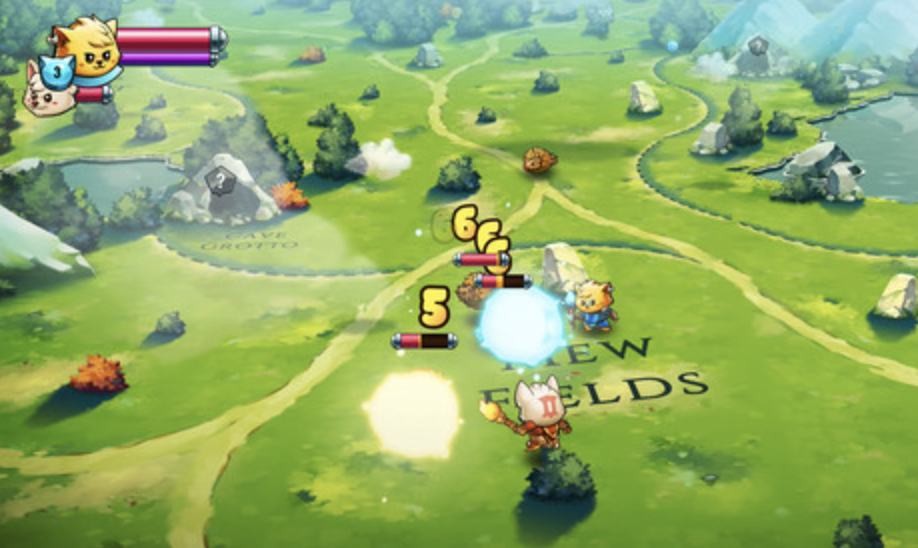 Competitive game with character health bars above each fighter