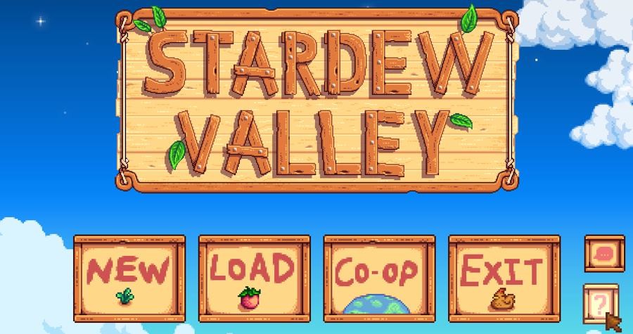 Stardew Valley title menu with Options