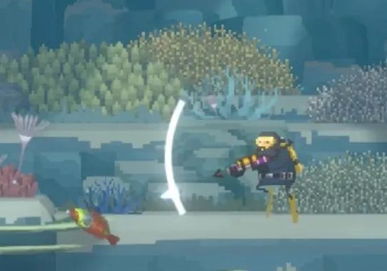 Competitive game showing an attack arc in front of the diver