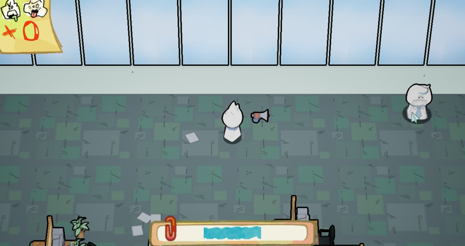 In-game office with no tutorial overlay