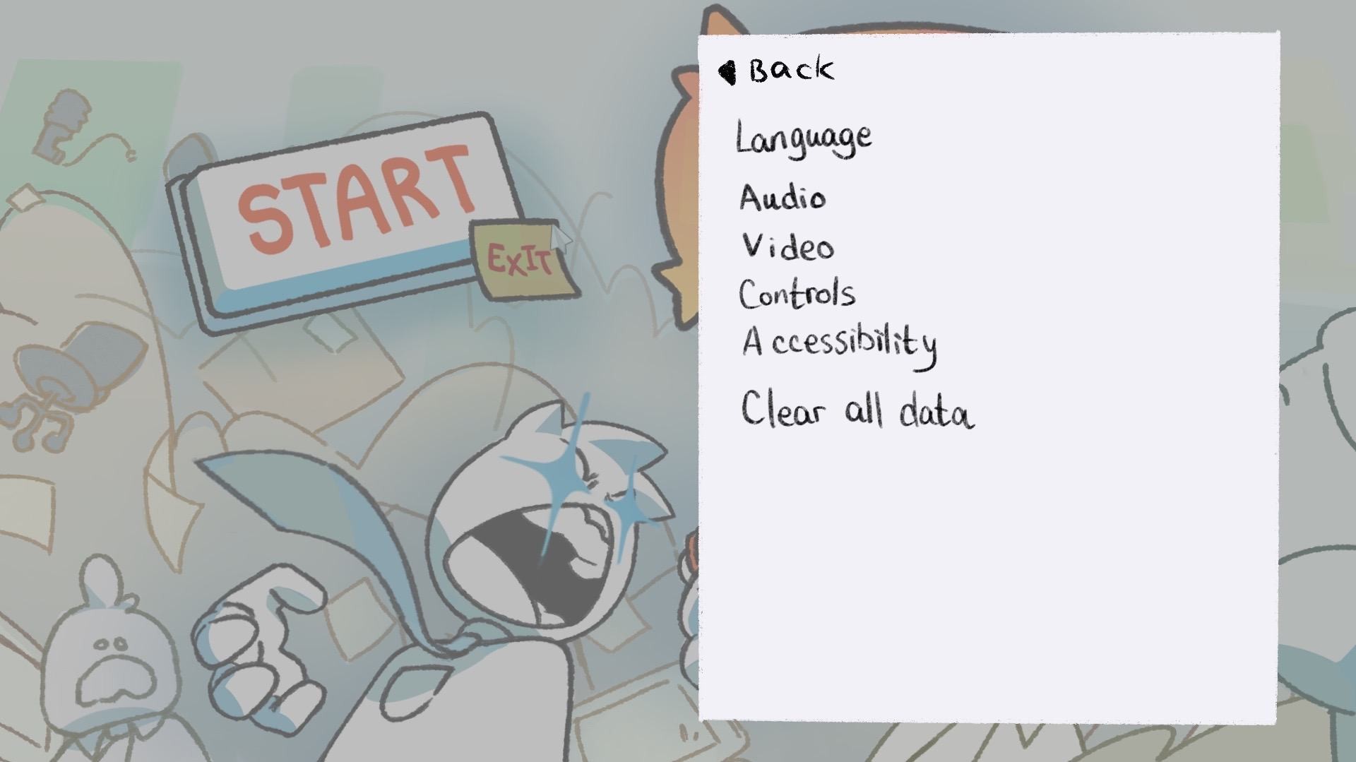 Sketch of a paper settings list overlay