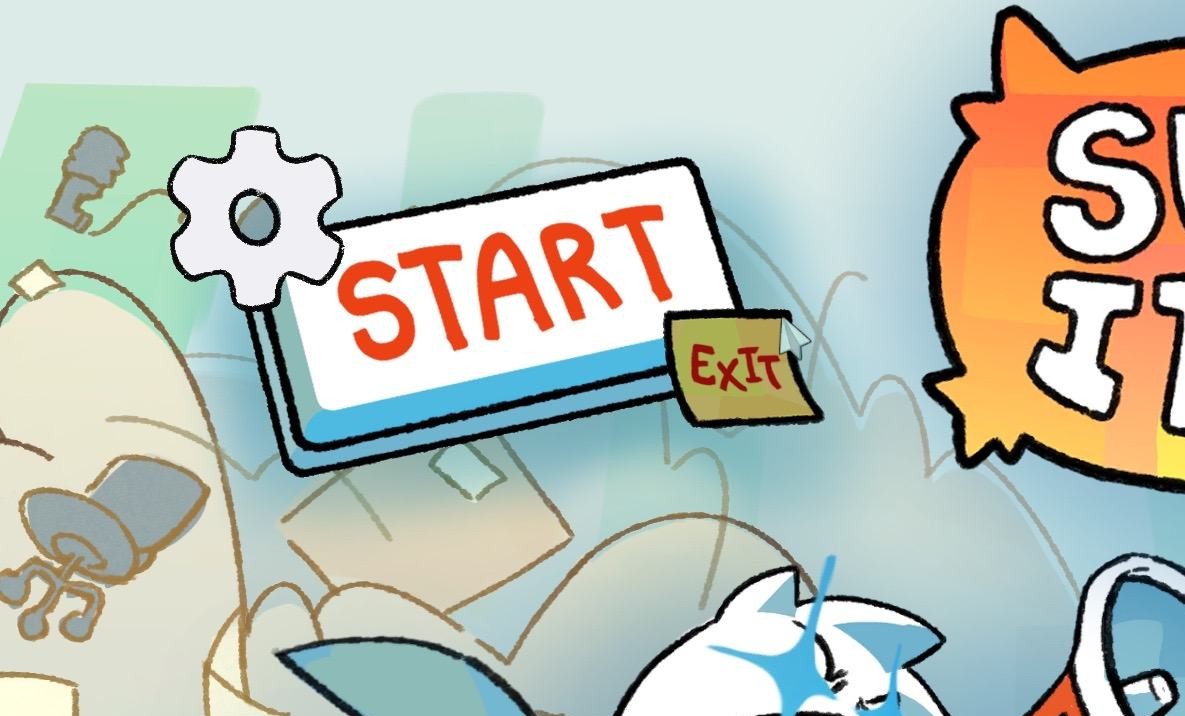 Sketch of a settings gear beside the Start button